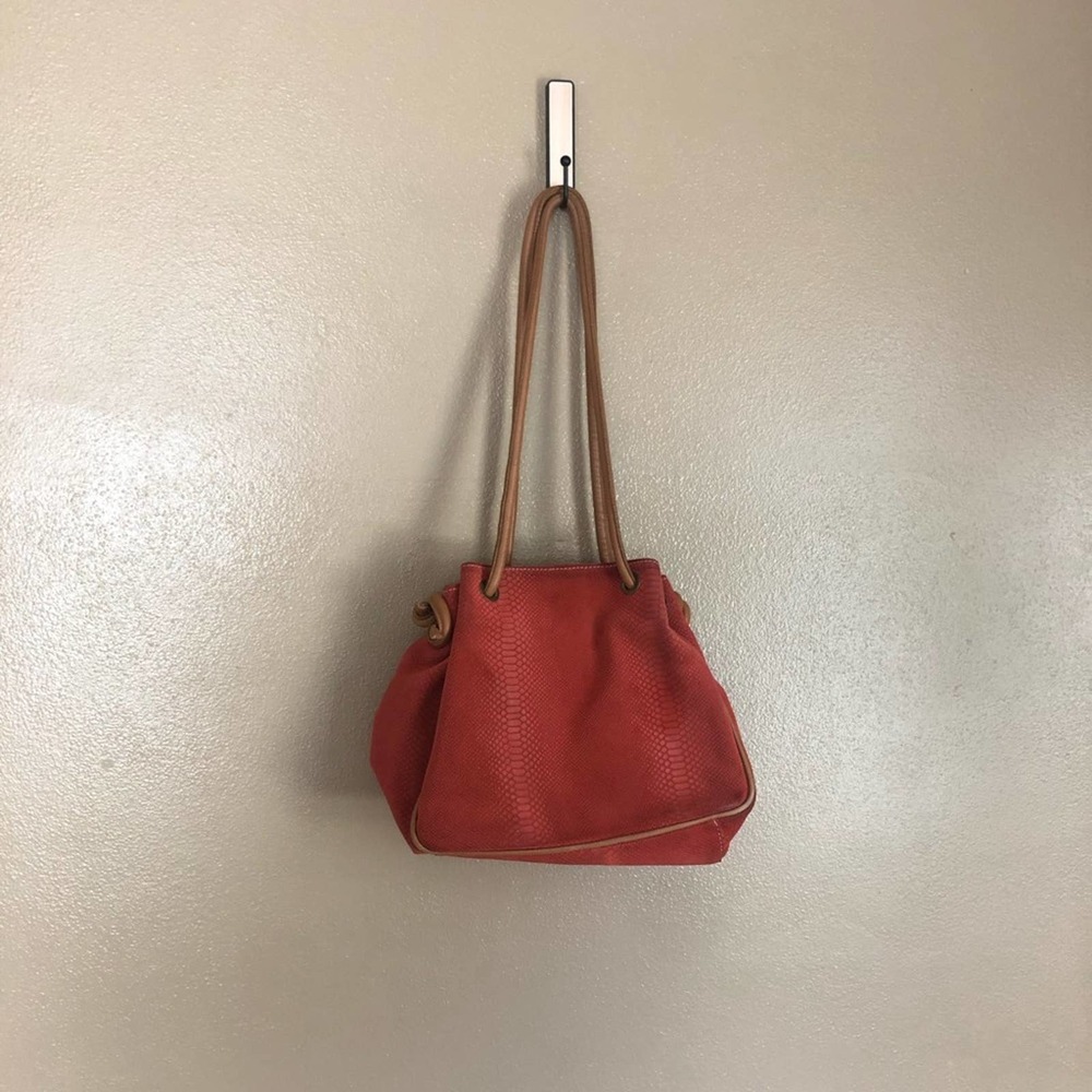 Sundance Red Italian Leather Croc Textured Tote